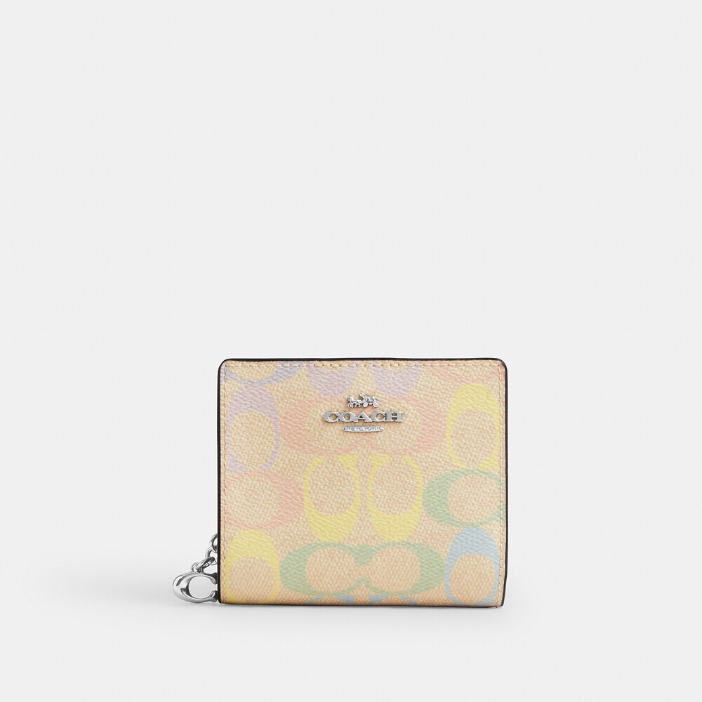 Coach Outlet Snap Wallet In Rainbow Signature Canvas